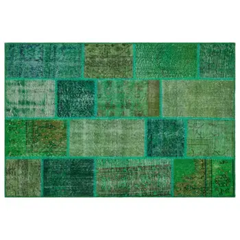

Handmade Green Vintage Overdyed Patchwork Area Rug 120x180 Cm-3'11''X5'11''