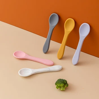 

1pc Baby Soft Silicone Spoon Feeding Set Kid Dishes Toddlers Infant Feeding Accessories Spoon Silicone Tableware Children's Good