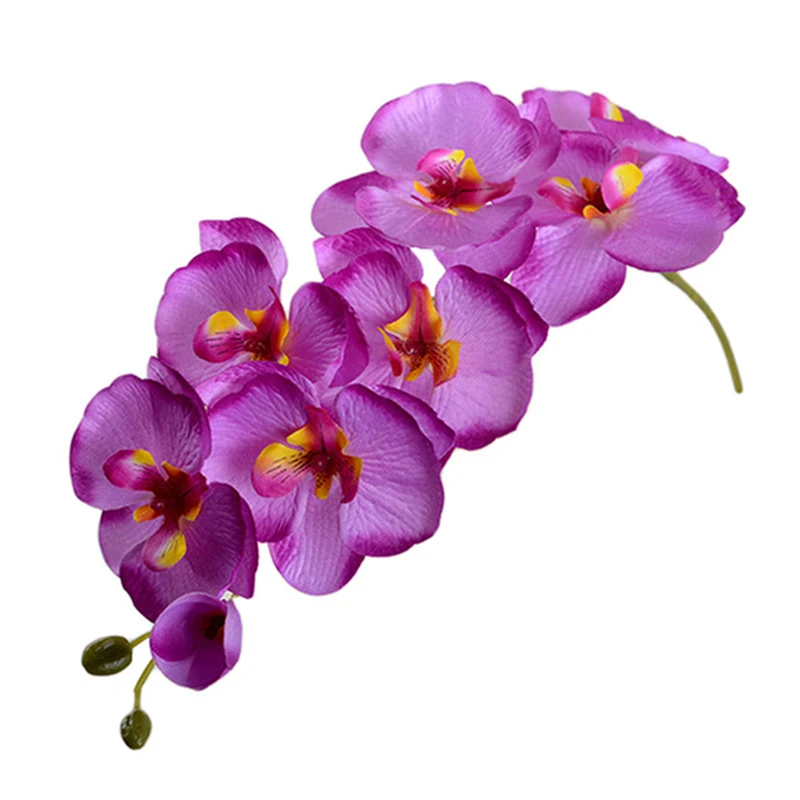 Имитация одной ветки 8 маленькая фаленопсис внутренняя отделка Моделирование цветок пластиковая поддельная Цветочная композиция цветок светло-фиолетовый