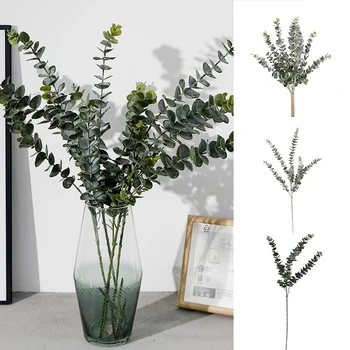 

Artificial Plant Fake Eucalyptus Leaf Greenery Bushes Plastic Plants Stems for Home Wedding Decoration искуственные растения