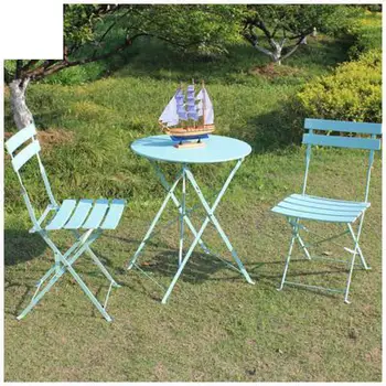 

Imitation vine outside table and chair combination set Outdoor garden balcony light and leisure folding table and chair