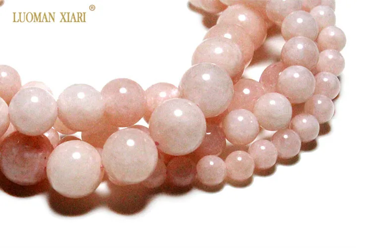 Изысканные AAA натуральный Топ розовый берилл Morganite Круглый натуральный камень бусины для самостоятельного изготовления ювелирных изделий браслет Цепочки и ожерелья 6/8/10/12 мм