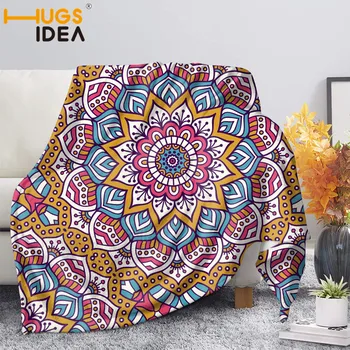 

HUGSIDEA Mandala Flower Print Throw Blanket for Ladies Super Soft Fleece TV Blankets On Sofa Travel Bedding Kid's Bedspread