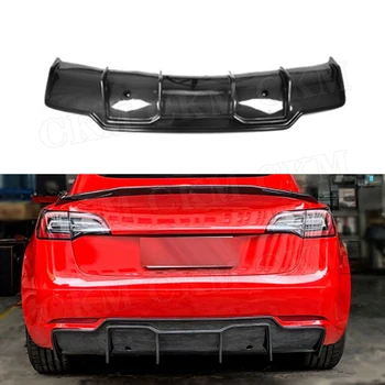 

Dry Carbon Fiber Rear Lip Diffuser for Tesla Model 3 2018 2019 2020 FRP Fins Shark Style Skid Plate Car Bumper Guard
