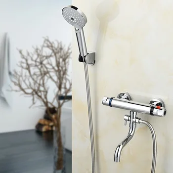 

shower faucet bathroom thermostatic mixer tap bath shower mixer round Accessories water pipe 1.5m rain shower head SPA