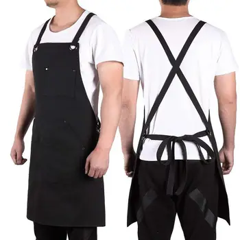 

Canvas Work Apron with Tool Pockets Cross-Back Straps & Adjustable Apron Heavy Duty Apron With Pockets For Men and Women