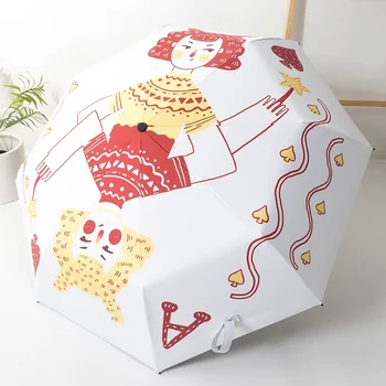 

Manual/Automatic Umbrella Personality Female Folding Rain or Sun Dual-Use Cartoon Men Parasol Umbrella Sunscreen UV Protection