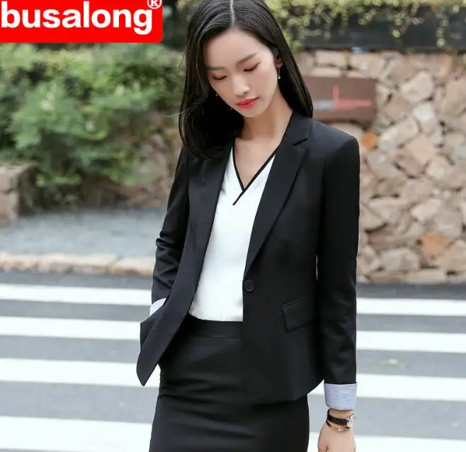 

Fashion 2019 Autumn Patchwork Pockets Jackets Uniform Designs Pantsuits Tops and Pants Sets Women Business Suits Ladies Office