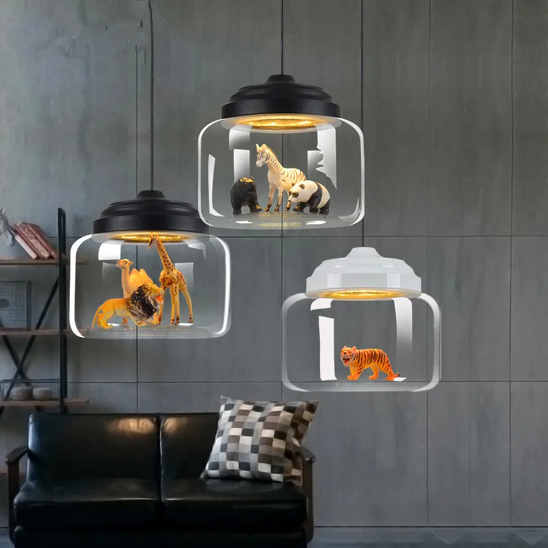 Подвесной светильник в виде животного из стекла светодиодный подвесной светильник в скандинавском стиле для спальни детская комната Подвесная лампа для ресторана декоративная Подвесная лампа