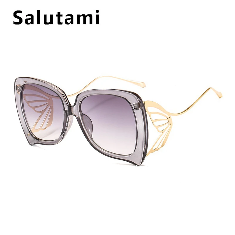 Женские солнцезащитные очки "кошачий глаз" с бабочкой, новые модные градиентные черные коричневые солнцезащитные очки с большой оправой, женские шикарные очки Oculos Feminino