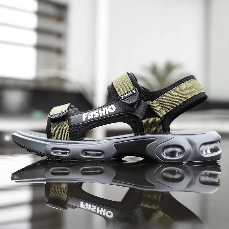Summer Brand High Top Quality Air Cushion Canvas Men Sandals Outdoor Wading Damping Men Casual Shoes Beach Breathable Men Shoes - Цвет: Army Green