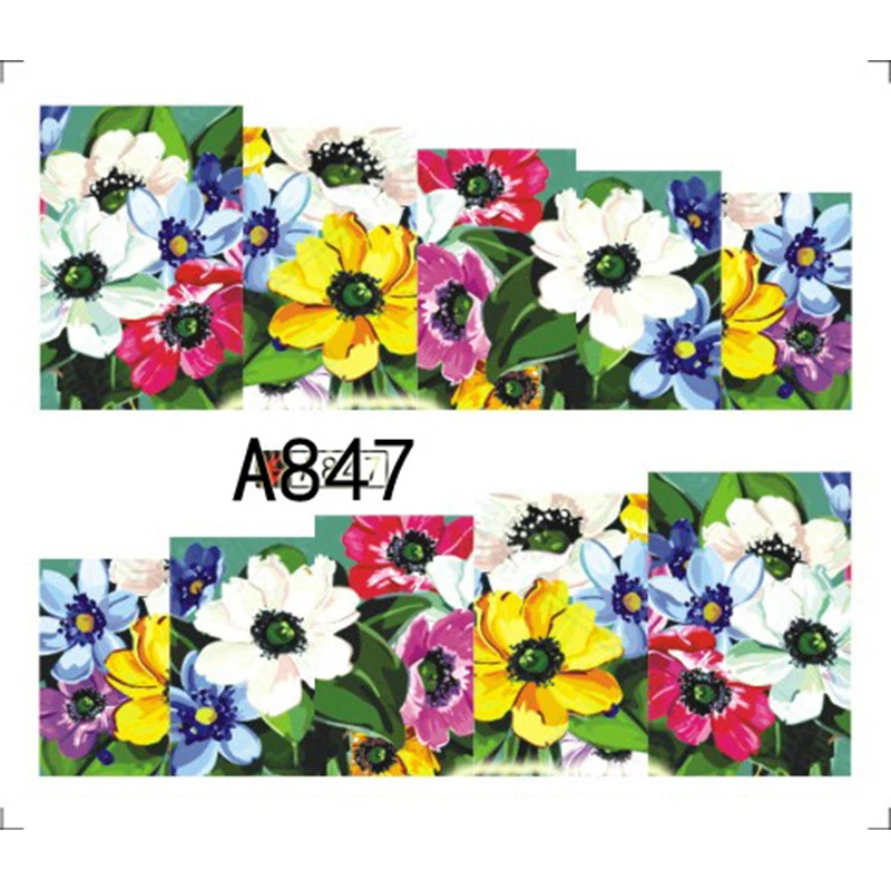 GAM BELLE 1 Sheet Flower Leaves Nail Sticker Decals Blossom Water Transfer Nail Art Sticker Decorations 3