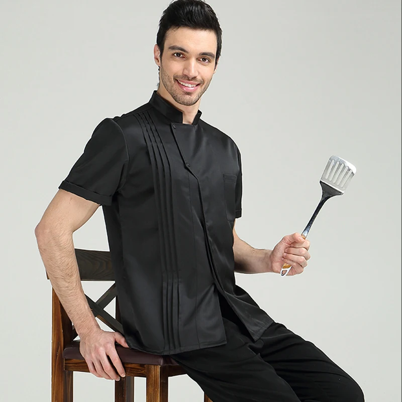 VIAOLI Summer Chef Short Sleeve Men and Women Hotel Kitchen Clothes Cotton Chef Workwear Large Size S-5XL
