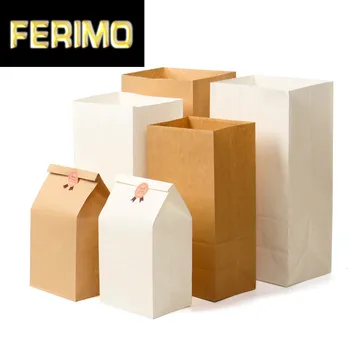 

10/20pcs Brown Kraft Paper bag Gift Bags packing Biscuits Food bread Cookie Nuts Snack Baking Package Takeout Eco-friendly Bag66