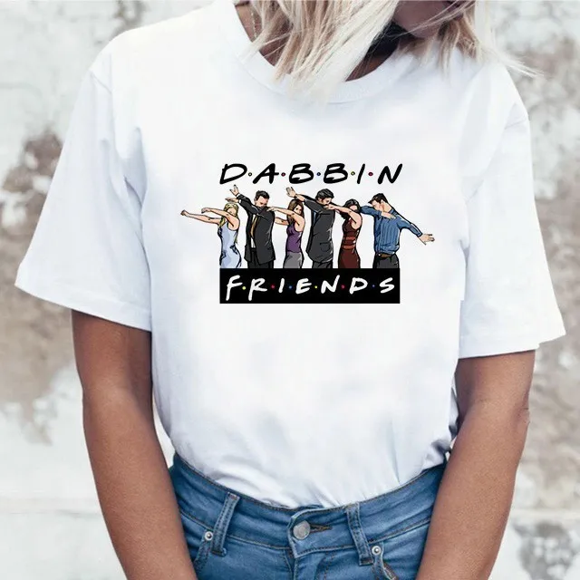 Harujuku Kawaii Friends ТВ футболка для женщин в Корейском стиле модная футболка Ulzzang 90s Графический с героями телесериала «друзья» футболка женские футболки - Цвет: 20305