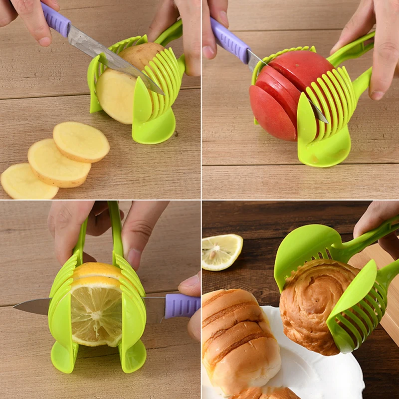 VOGVIGO Handheld Kitchenware Tomato Slicer Bread Clip Fruit and Vegetable Cut Potato Apple Creative Gadget Kitchen Accessories