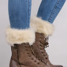 Модные меховые вязаные гетры с манжетами; Простые Носки для обуви