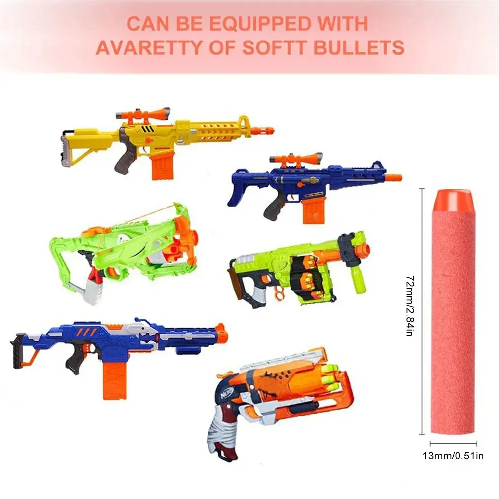 100/50 pçs 7.2cm recarga dardos balas para nerf n-strike elite série  blasters crianças arma de brinquedo macio bala espuma armas acessórios