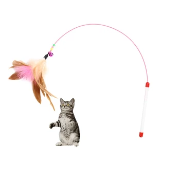 

High Quality Funny Playing Cat Catcher Teaser Toy Cat Toys Soft Colorful Cat Feather Bell Rod Toy for Cat Kitten