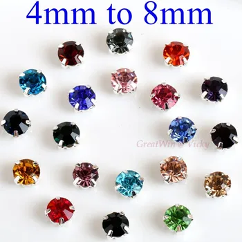 

Glass Rhinestones! Round Shape With Claw Sew On Crystal Stone Strass Diamond Metal Base Buckle For Clothes Decorating 16 Colors!