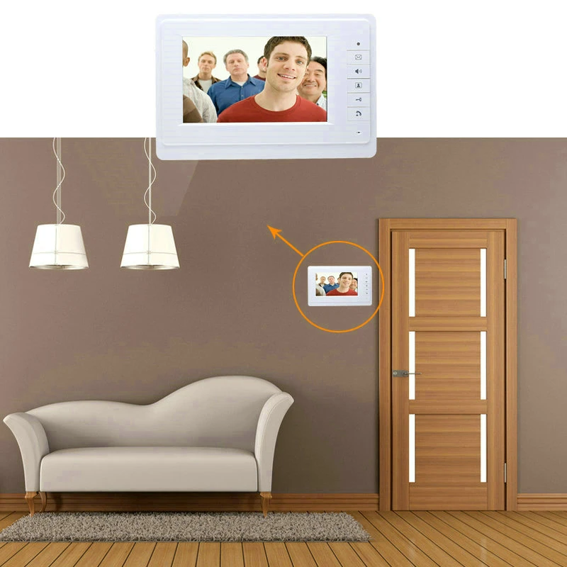 Mountainone com Fio Sistema de Interfone Telefone da Porta Lcd a Cores com à Prova Vídeo Dwaterproof Água Digital Campainha Câmera Visualizador Visão Noturna ir 7 3 Interfone com câmera