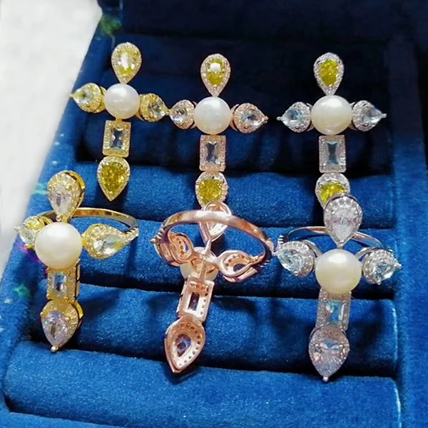 Дизайнерское модное 925 пробы Серебряное ювелирное изделие 3а вечерние кольца с кубическим цирконием