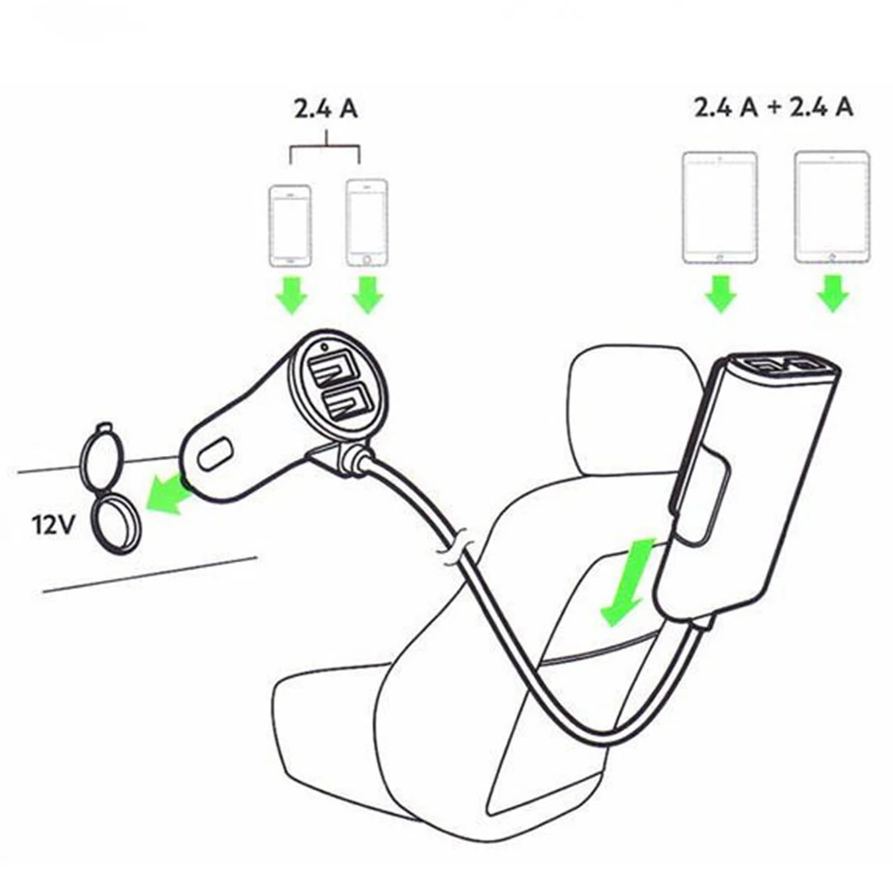Автомобильное зарядное устройство с 4 usb-портами 2,4 А, портативное автомобильное зарядное устройство QC3.0 для мобильного телефона