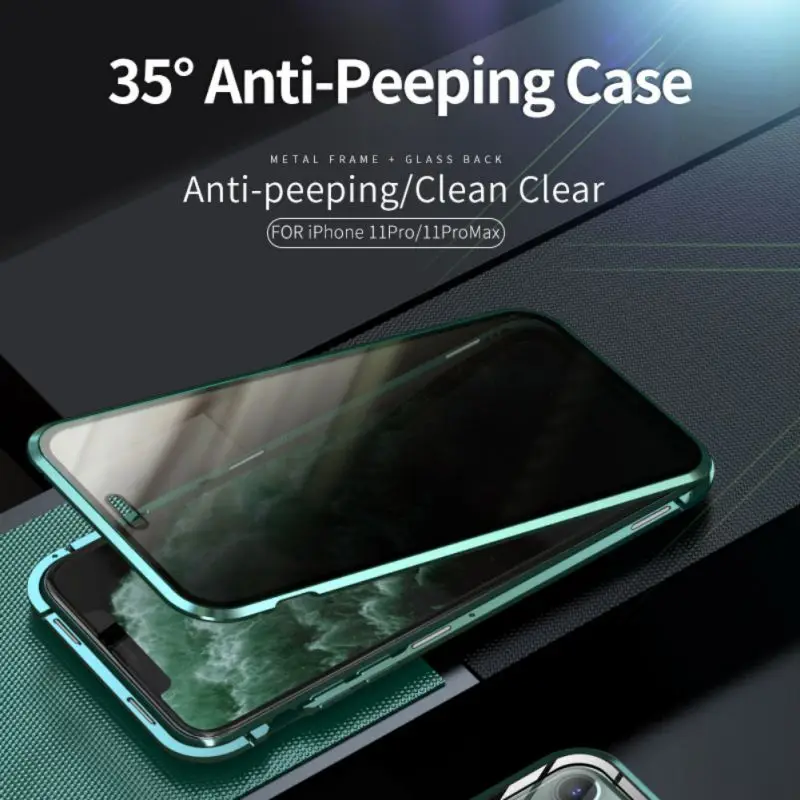 Anti-Peeping Full Body Magnetic Case for IPHONE 11pro X XR XS MAX Clear Tempered Glass Metal Bumper Protection Privacy Cover Anti-Peeping Full Body Magnetic Case for IPHONE 11pro X XR XS MAX Clear Tempered Glass Metal Bumper Protection Privacy Cover
