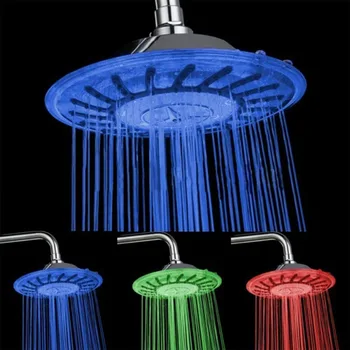 

Round Universal Hotel Energy Saving Electroplating Auto Changing 3 Colors Temperature Controlled Sprayer Elegant LED Shower Head