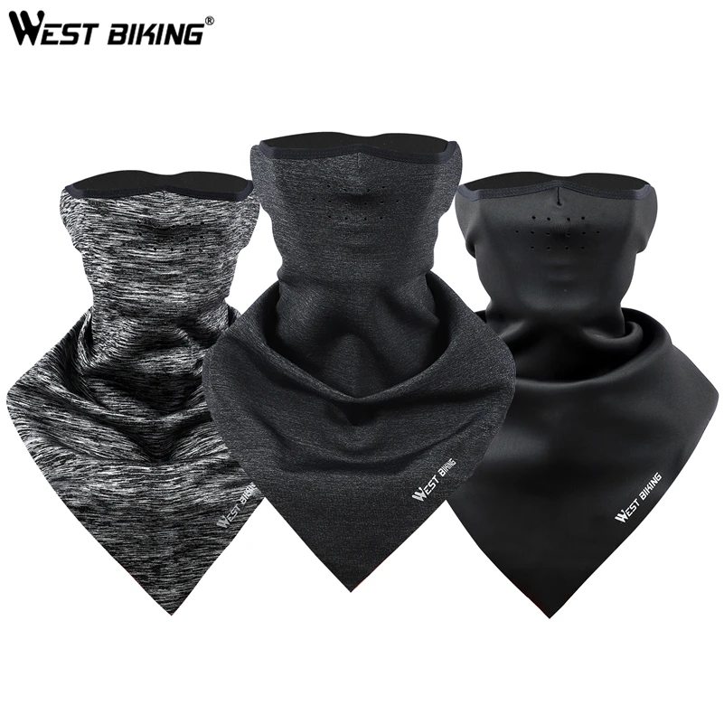 WEST BIKING Winter Cycling Face Mask Windproof Fleece Ski Running Sport Mask Warm Neck Scarf Balaclava Breathable Bicycle Mask