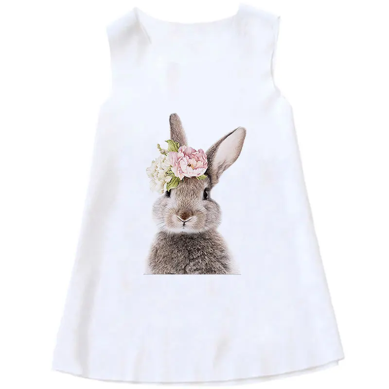 pajama sets cute	 2021 Todder Baby Girl Summer Dress Enchantimals Bunny Printed Girls Party Dress Sundress Baby Kids Children Clothing Sleeveless elegant pajama sets