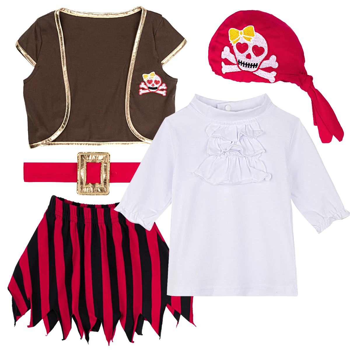 Baby Toddler Girls Pirate Costume Carnival Fancy Dress Clothes Set 5PCS Infant Cosplay Outfits 0-4 Years cosplay costume kids girls dress kids streetwear sets