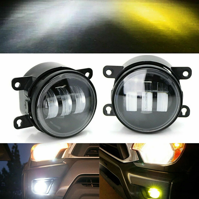 Yellow For Toyota Lexus Scion 20W High Power Dual Color LED Fog Lamp White 