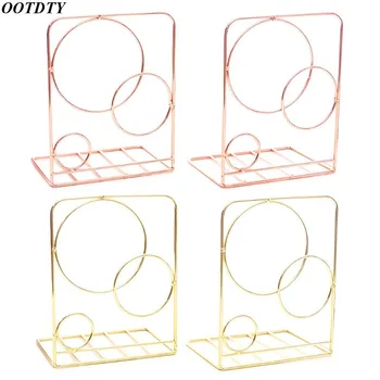 

2pcs Round Metal Desktop Bookends Book Ends Support Stand Holder Shelf Bookrack