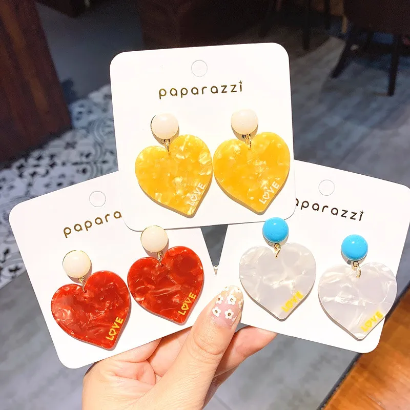 

Korean Creative Temperament Sweet Girl Acrylic Love Color Earrings Drop Earrings Women Fashion Jewelry Accessories