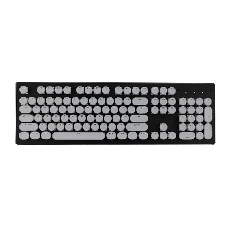 White Мода 104pcs KEYCAP для игровой механической клавиатуры Led передачи стимпанк пишущая машинка круглый KeyCap периферийные аксессуары - Цвет: White
