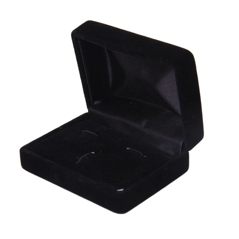 

Black Velvet cuff button & tie necktie bar storage gift box jewelry display case