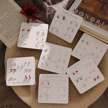 

Mixed Style Heart Flower Small Stud Earrings Set Silver Color Cross Earring For Women Fashion Jewelry