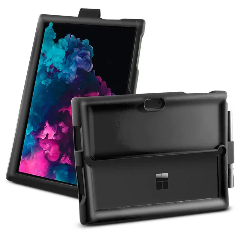 MingShore чехол для microsoft Surface Pro 4 5 6 7 силиконовый сверхмощный защитный анти-осенний чехол Чехол для Surface Pro 7 Tablet - Цвет: Black