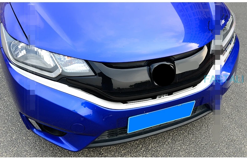 Для Honda FIT- отделка переднего бампера полоса сетка украшение яркая полоса из нержавеющей стали Декоративная полоса автомобильные аксессуары