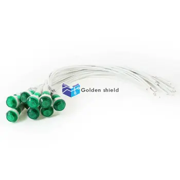 

10 Pcs DC 24V 10mm Hole 2 Wire Cable Green Indicator Pilot Light Lamp