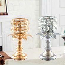 Vintage Romantic Crystal Candle Holder Weddig Party Dinner Table Hollow Out Candlestick