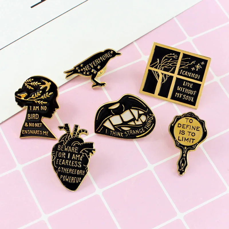 Europe And America Creative Enamel Oil Drop Brooch Lark Heart Lips Mirror WOMEN'S Brooch Collar Brooch