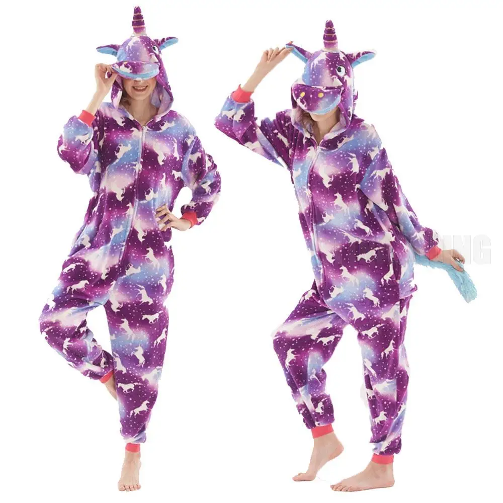 Flannel Winter Warm Girls Rainbow Unicorn One Piece Kigurumi Pajamas Children Cartoon  Overalls Hoodies Boys Panda Pijamas