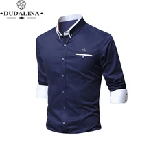 Мода Blusa Camisa Social Masculina Dudalina рубашка с длинным рукавом Slim Fit Мужская одежда с цветочным принтом пуловер Белый мужской холодный