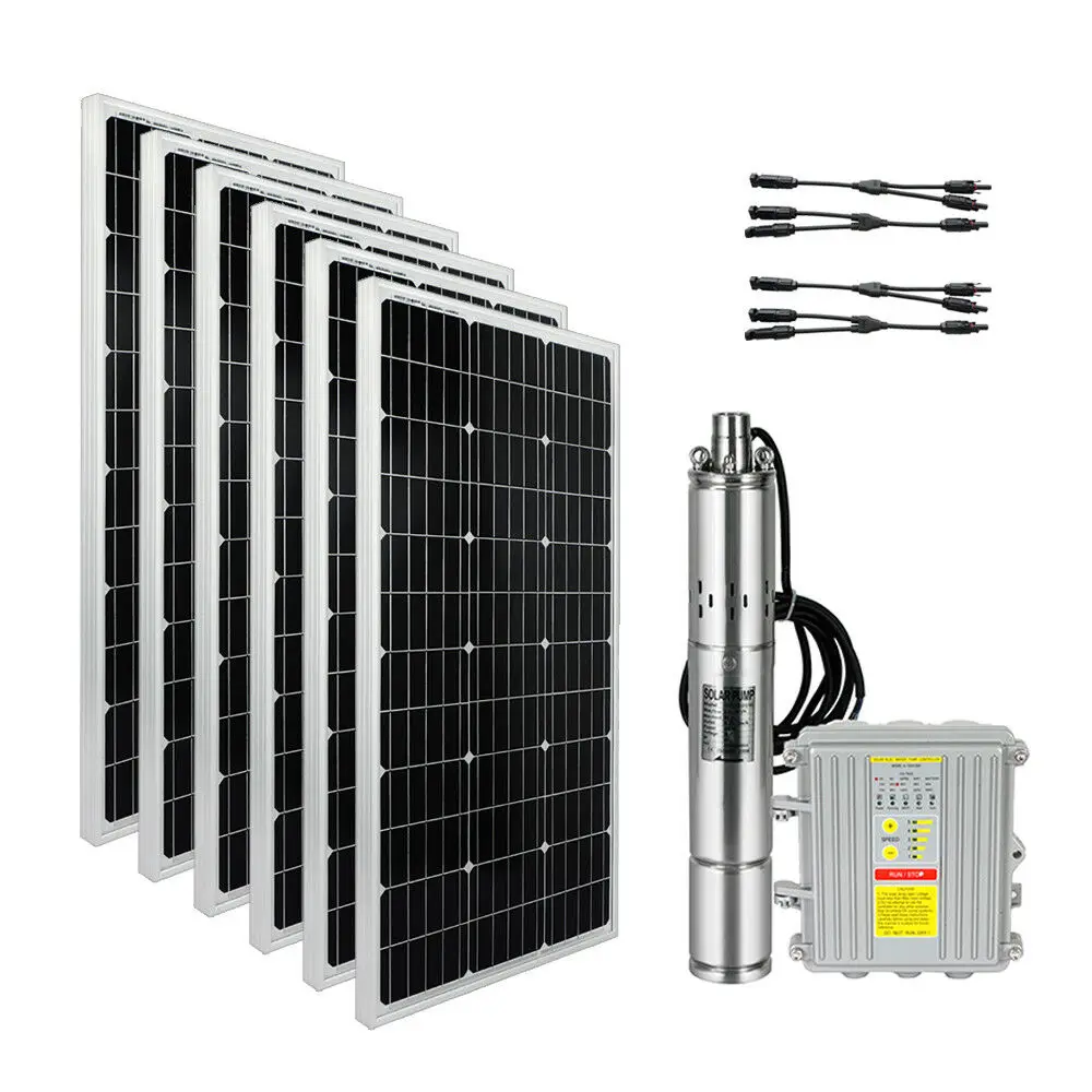 3'' DC Solar Submersible Well Water Pump+ 6PCS Mono Solar Panel+ MPPT Controller