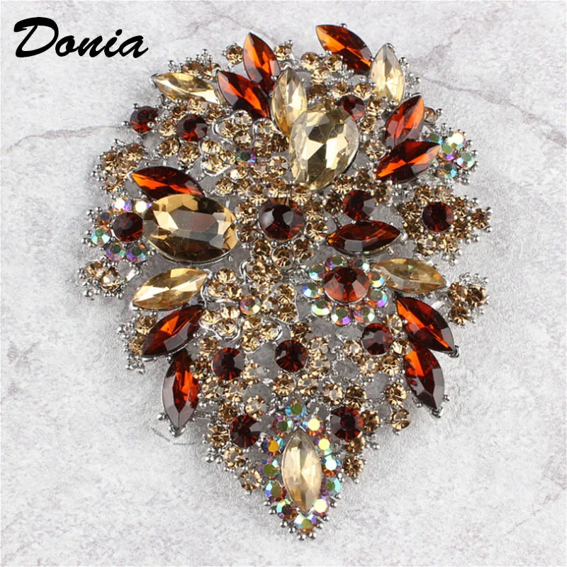 Donia Jewelry Fashion Europe and USA High-end Brooch Bride Rhinestone Flower Alloy Big Brooch Coat Accessories