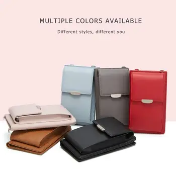 

Fashion Multi-function Shoulder Messenger Bag Women PU Leather Phone Purse Mini Wallet Card Bags Solid Color Crossbody Handbag
