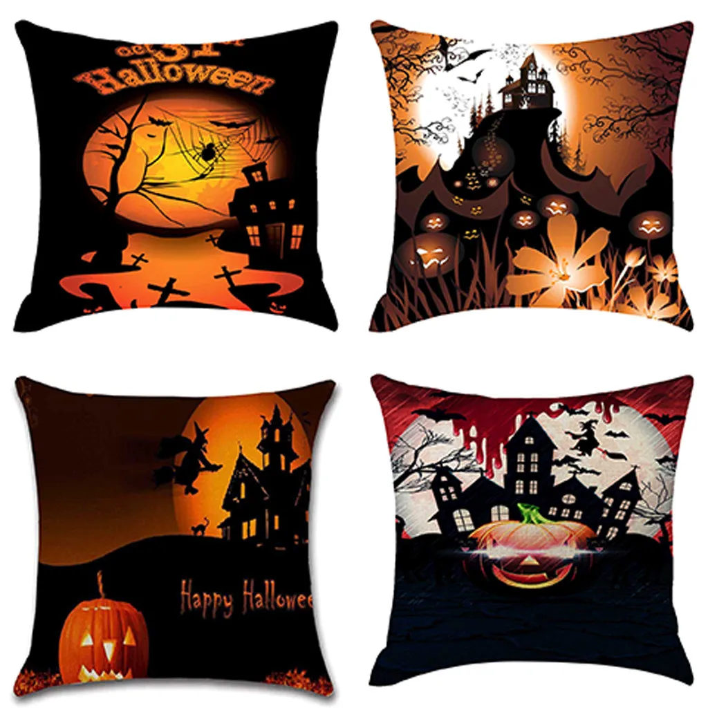 4PCS Halloween Throw Pillow Case Trick or Treat Creative Decorative Pillowcase Halloween Demon Printing Pillow Case kussensloop - Цвет: G
