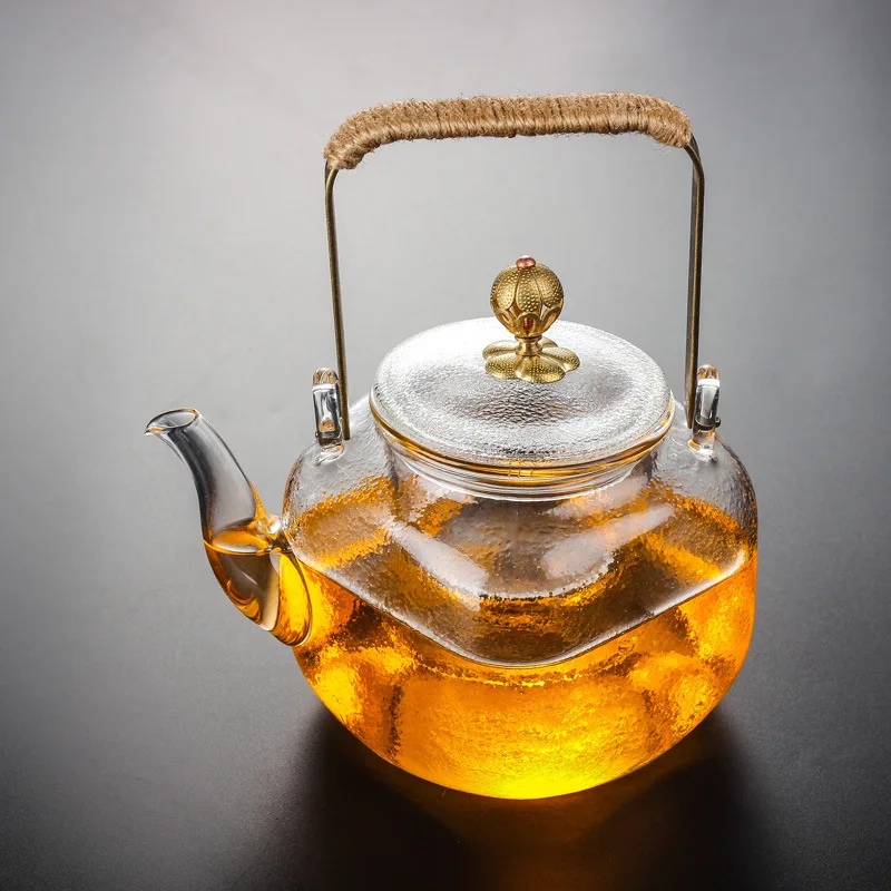 

Japanese Style Square Fine Lines Pot Soil Grain Granule Grain Heat-Resistant Anti-Crack Borosilicate Glass Pot Loop-handled Teap